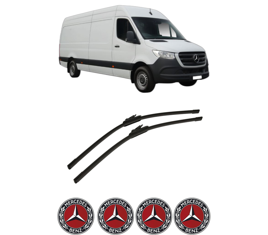 Set stergatoare auto MERCEDES-BENZ SPRINTER 4-t Van (B907, B910) din 2018-2025, pentru parbriz auto, 2 bucati, Bosch Aerotwin, din cauciuc siliconat rezistent, 4 Stickere Auto MERCEDES-BENZ