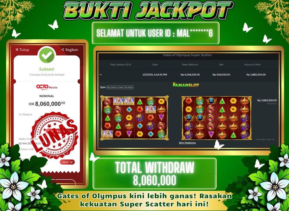 PAMANSLOT JACKPOT Gates Of Olympus Super Scatter Rp 8,060,000 - LUNAS