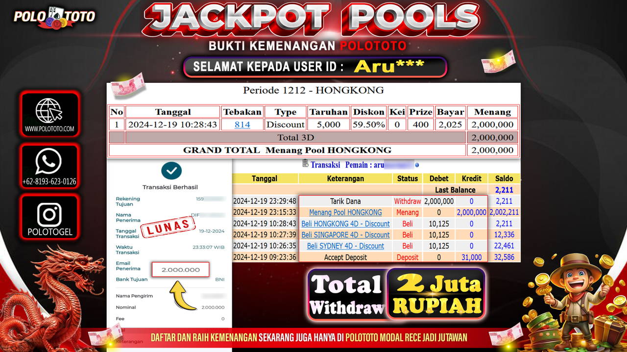 POLOTOTO JACKPOT TOGEL PASARAN HONGKONG Rp.2,000.000,-