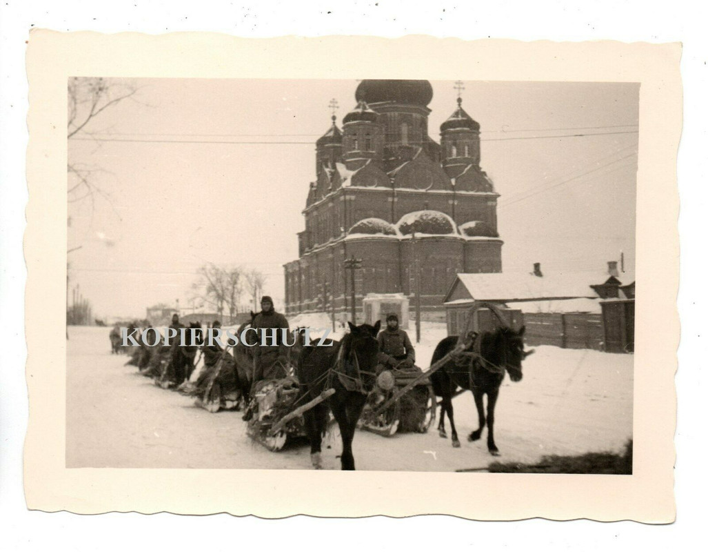 Russland 41 Kämpfer ausrüstung Winteruniform Panjeschlitten Kirche Basilika