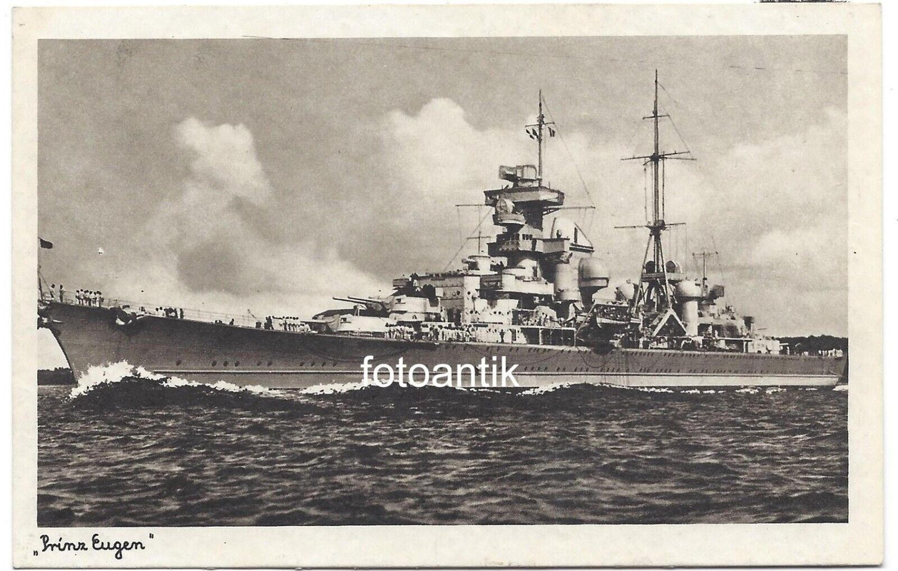Foto 2 WK AK Schiff Panzerschiff Schlachtschiff Prinz Eugen Geschütz Besatzung