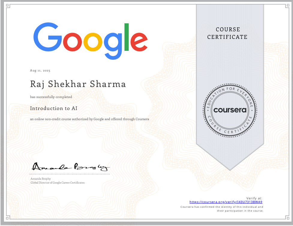 Google AI Certificate Introduction