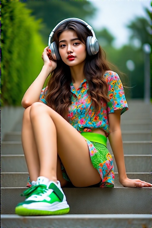 A-young-woman-sits-on-outdoor-14