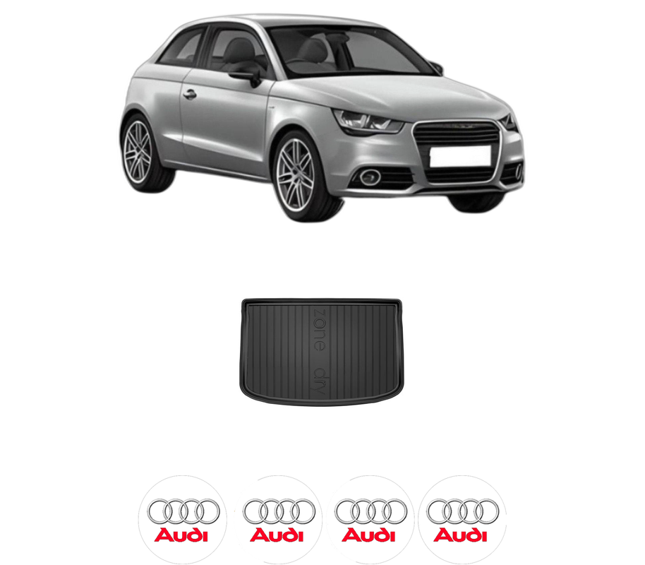 Tavita Portbagaj AUDI A1 (8X1, 8XK) din 2010-2018, Protectie Portbagaj Auto, 4x Stickere auto cu AUDI