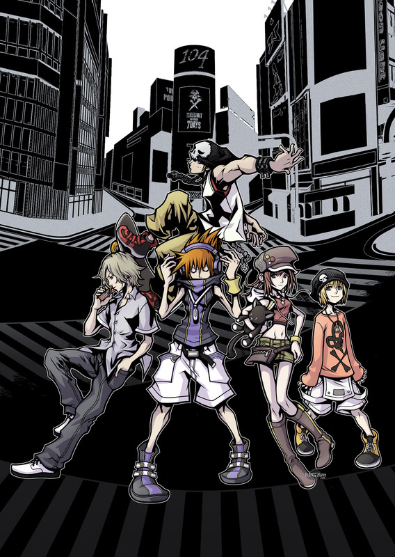 a group of kids with extremely Tetsura Nomura designs in Shibuya.