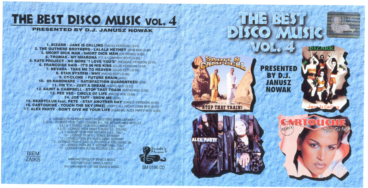 27/10/2023 - The Best Disco Music Vol. 4 (CD, Compilation)(Snake's Music – SM 0196 CD)  1995 Front