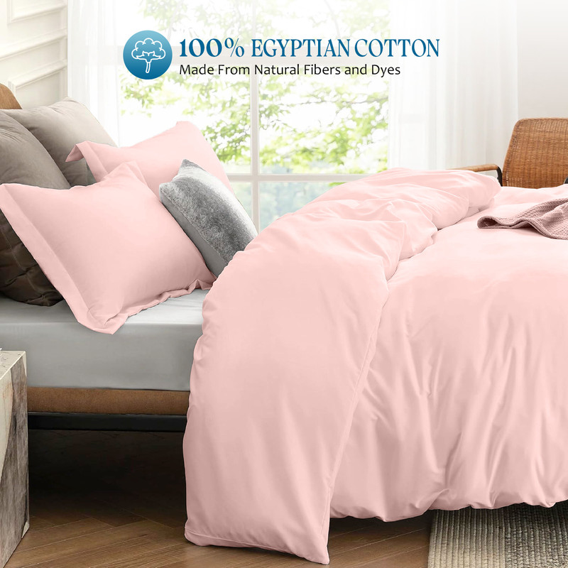 Picture of 1000 TC 100% Egyptian Cotton Duvet set Zipper Closur Ultra Soft Durable and Fade Resistant Color Pink Solid size Queen