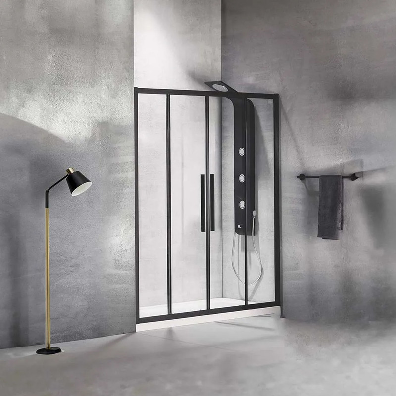 Συρόμενες Πόρτες Καμπίνας Ντουζιέρας Flow Slider 2+2 Devon Clean Glass Black Matt