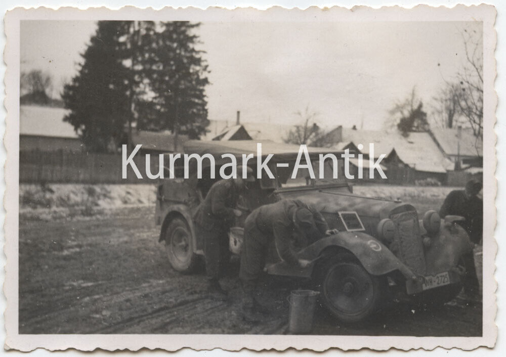 Foto Wehrmacht Russland PKW Kübel 1944 camo TARN Wappen Emblem