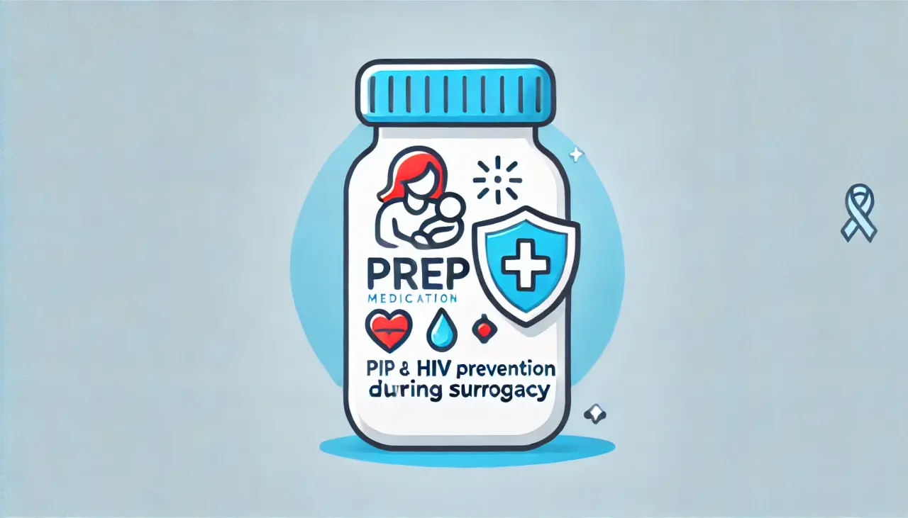 Illustration of PrEP medication's role in preventing HIV during surrogacy for HIV-positive parents.