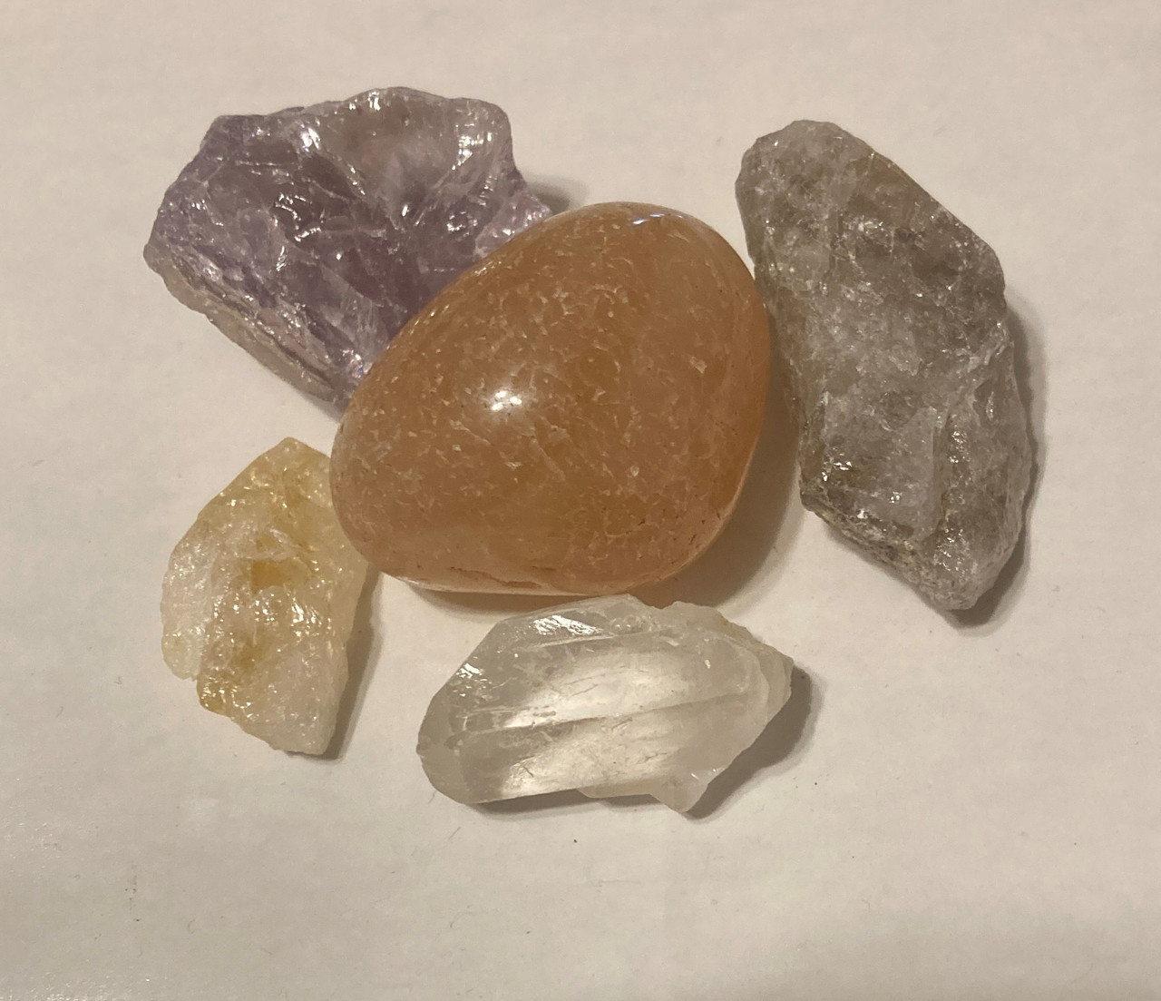 amethyst, citrine, carnelian, rutilated quartz