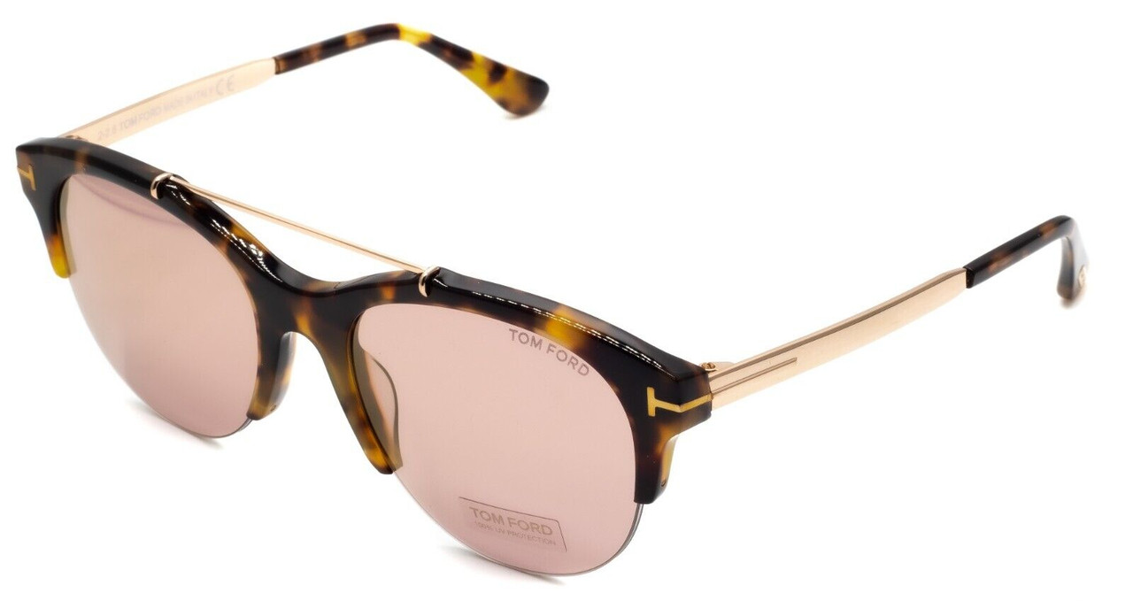 New Tom Ford TF517 56Z Tortoise Havana Round Pink Mirror 