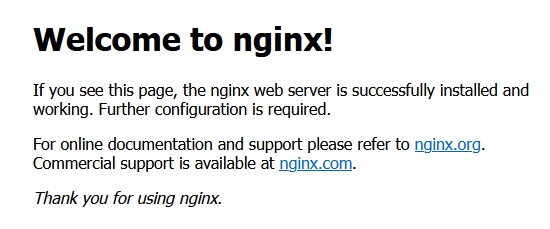 Nginx default page