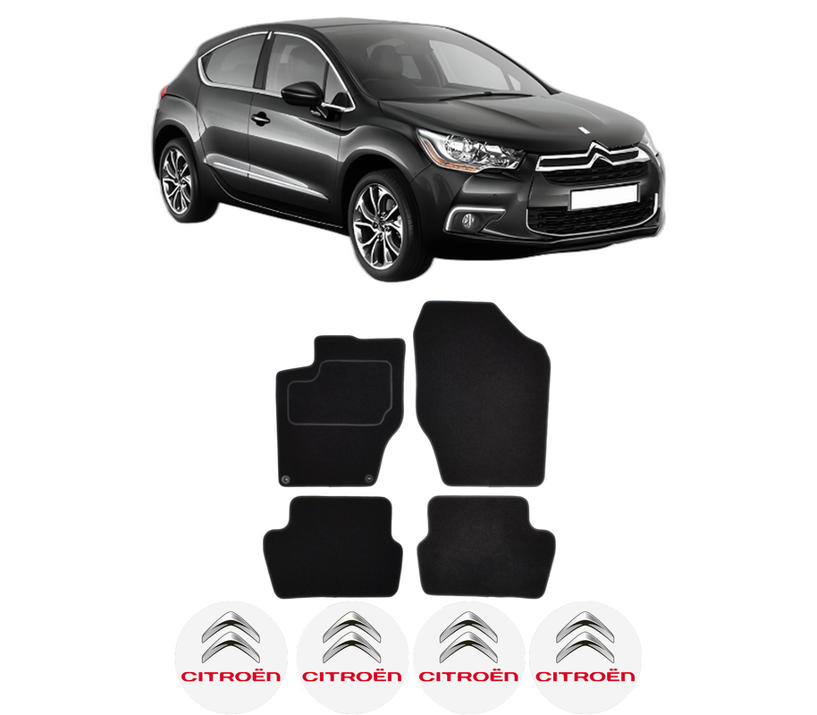 Set Covorase Presuri CITROEN DS4 (NX_) din 2011-2015, Auto, Material Textil Mocheta, 4 Stickere auto cu CITROEN
