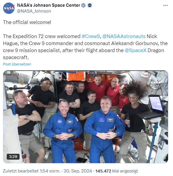 SpaceX Crew 9 auf der ISS
