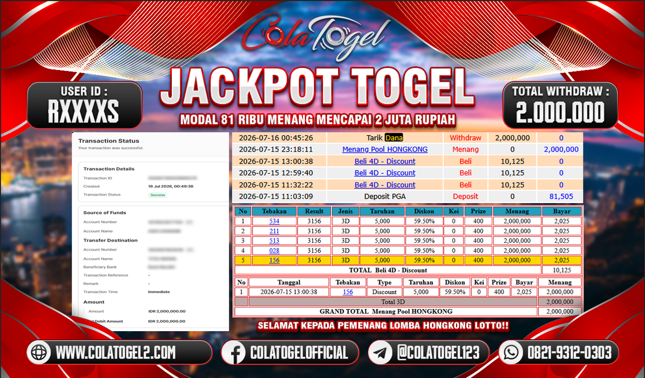 JACKPOT HONGKONG LOTTO!!
