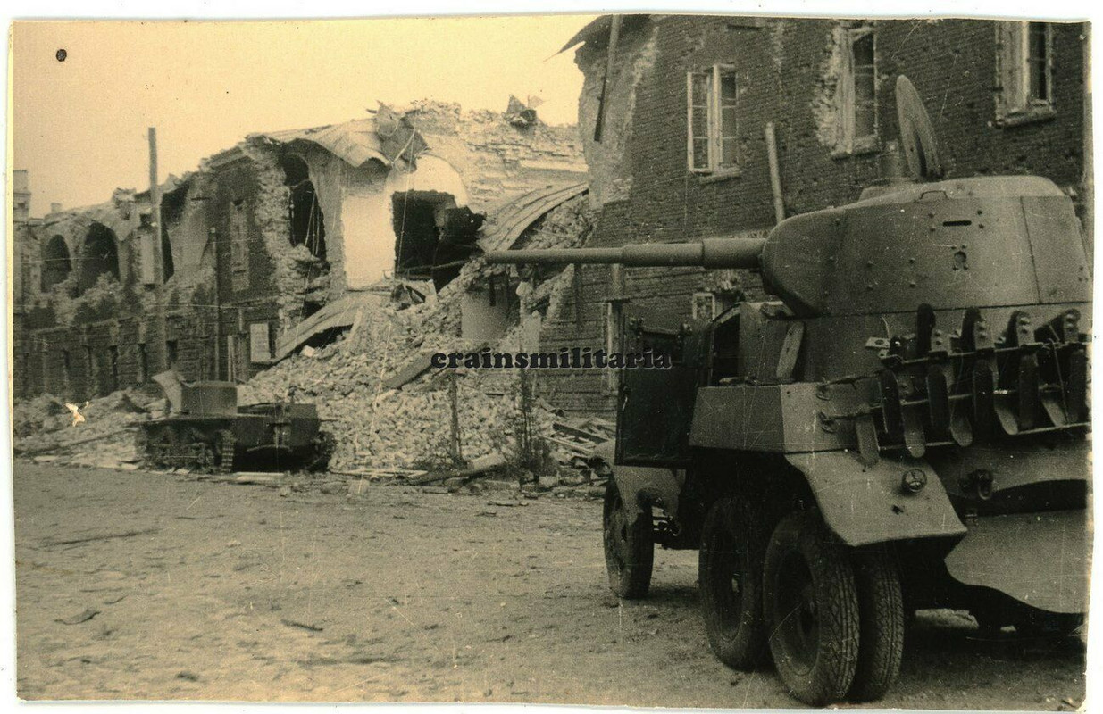 Orig. Foto russ. Beute Schwimmpanzer T-40 Panzerspähwagen BA-10 in Russland 1941