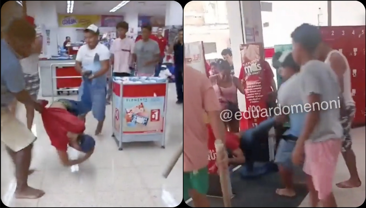 Clientes y guardias golpean a sujeto que intentó robar un supermercado