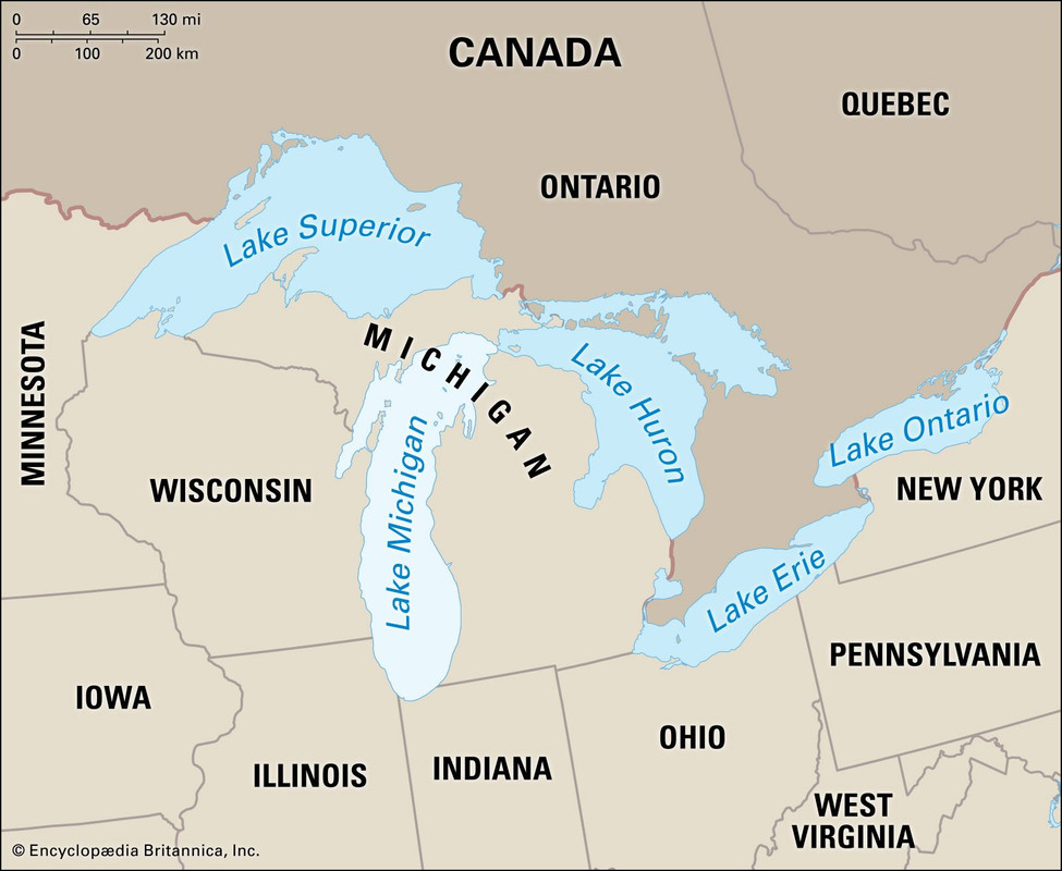 Michigan-borders all Great Lakes but on