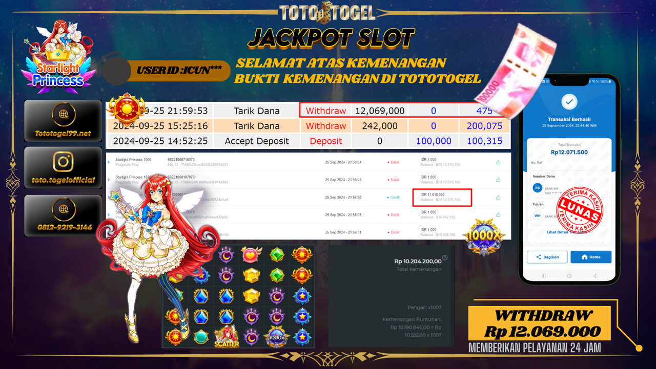 Bukti Kemenangan Permainan SLOT  Dengan ID : ICUN*** Terbayar Lunas!!