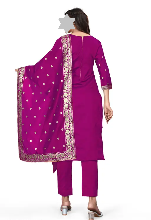 Designer Art Silk Unstitched Suit Material Beautiful Party wear Woven banarasi suit material For Women Kurta Set With Dupatta for Ladies Color 8 (R119)