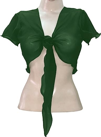 Women's Chiffon Choli Blouse Short Sleeve Tie Crop Top Shrug Belly Dance Gypsy - Bild 13 von 63