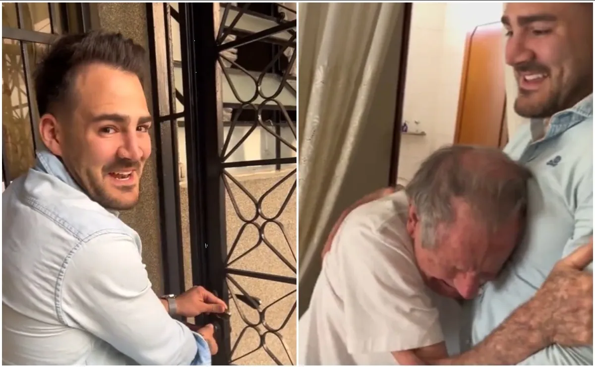 Joven sorprende a sus padres con una visita sorpresa tras 5 años sin verse (Video)