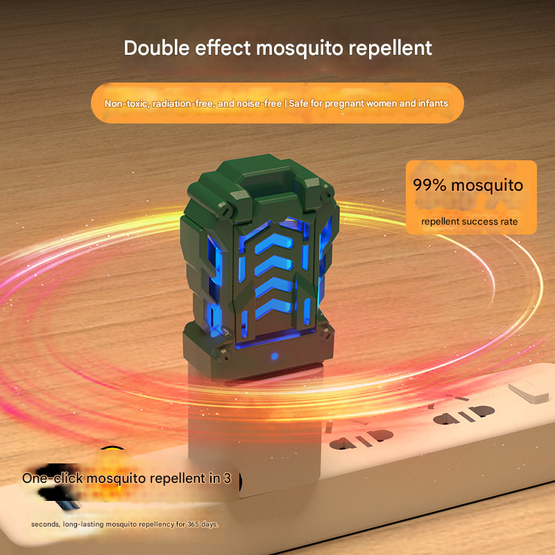 Green Portable USB Mosquito Repellent Heater - Electric Mosquito Killer with Blue Light Lure - Smart Thermostatic for Indoor & Outdoor Use - Non-Toxic & Silent