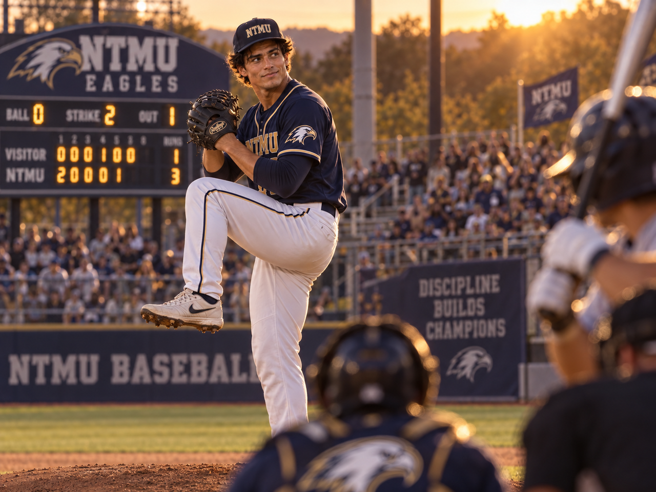 NTMU pitcher Nico preparing to throw a pitch
