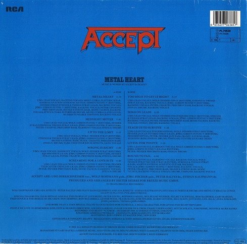 Accept - Metal Heart (1985) [Vinyl Rip 1/5.64] DSD | DSF + MP3