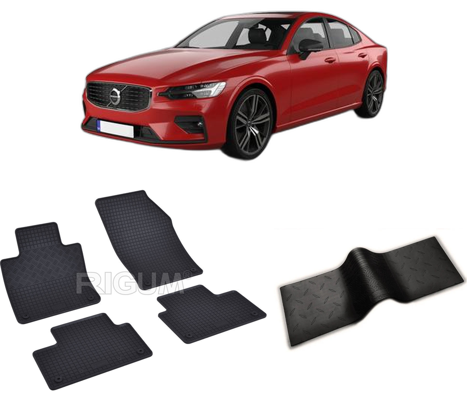 Set covorase auto VOLVO S 60 III din 10.2018-PREZENT, cu covoras tunel median, CAROSERIE SEDAN, Presuri cauciuc 100%, compatibil cu autoturismul VOLVO S 60 III, Rigum