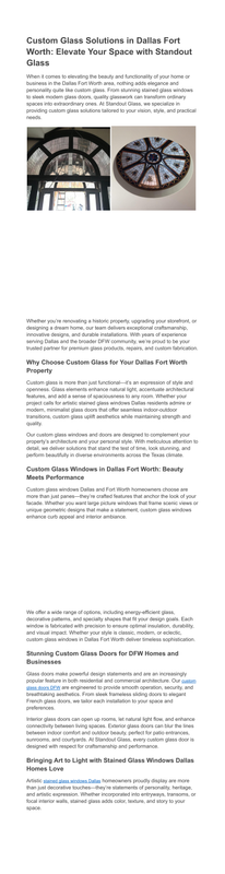 Custom Glass Solutions in Dallas Fort Worth Elevate Your Space with Standout Glass