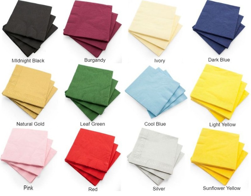 PAPER NAPKINS 33cm x 2ply Party Tableware Solid Colors All Occasion 20