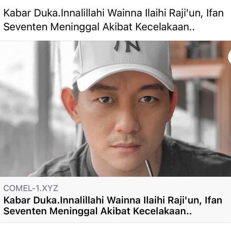 Ifan Seventeen pajang berita hoax tentang dirinya dikabarkan meninggal.