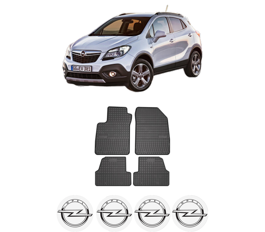 Set covorase presuri OPEL MOKKA / MOKKA X (J13) din 2012-2019, auto, din cauciuc thermoplastic, 4 Stickere auto cu OPEL