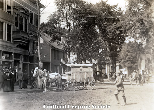 P-581 Crawford 's ice wagon at the southwest corner of the Green on Whitfield Street in front of Mon