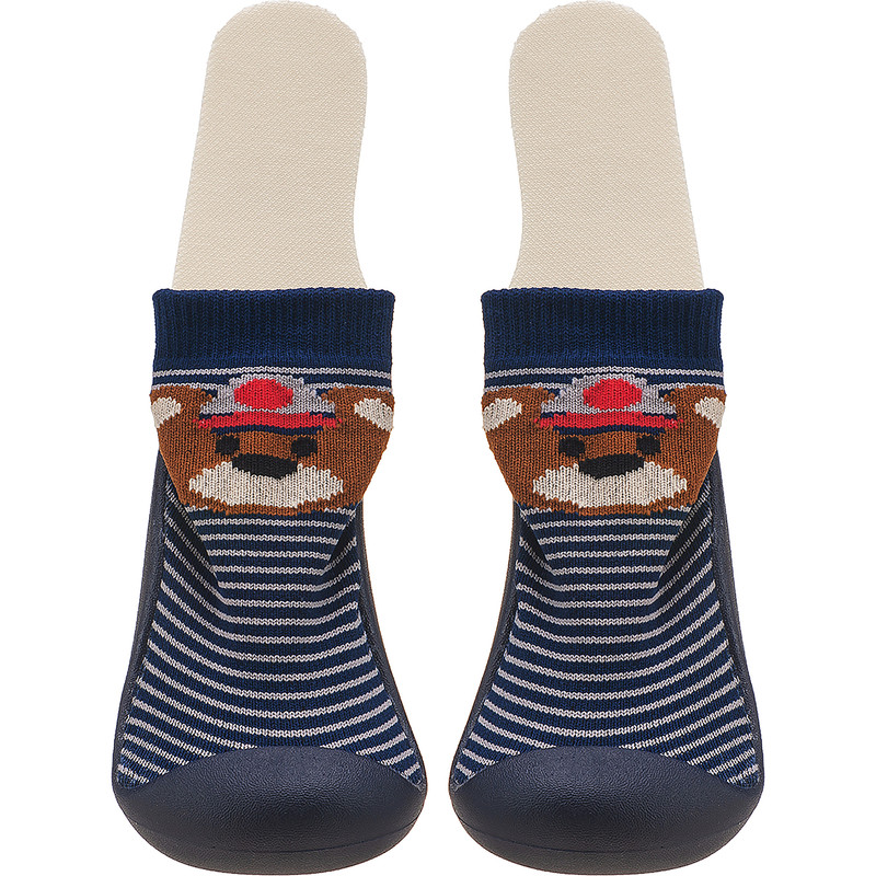 Meia com sola infantil antiderrapante urso miniatura 5