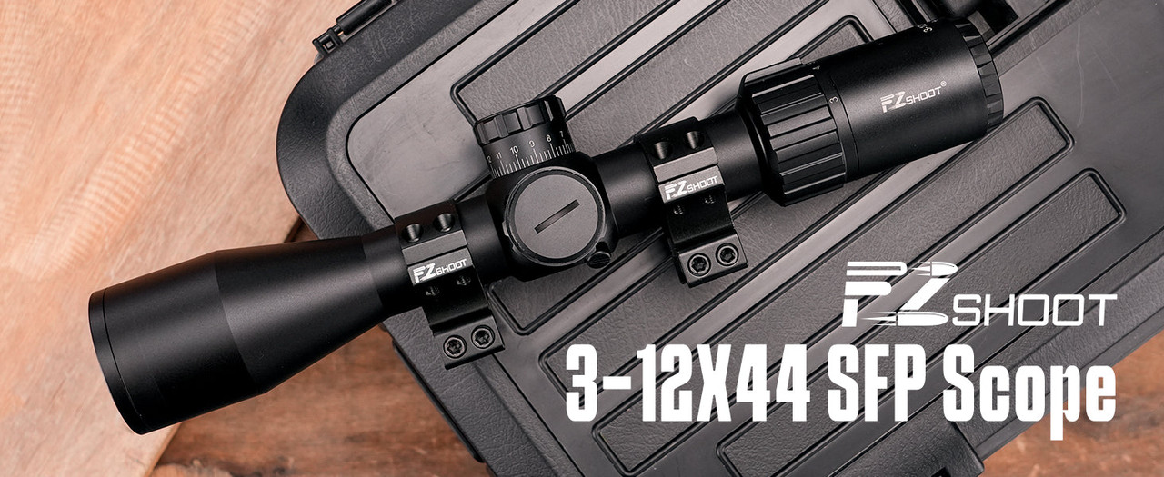 The EZshoot illuminated reticle rifle scope showing its clear lens and durable housing.