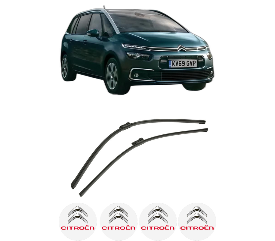 Set stergatoare auto CITROEN GRAND C4 SPACETOURER Van (3A_, 3E_) din 2019, pentru parbriz auto, 2 bucati, Bosch Aerotwin, din cauciuc siliconat rezistent, 4 Stickere Auto CITROEN