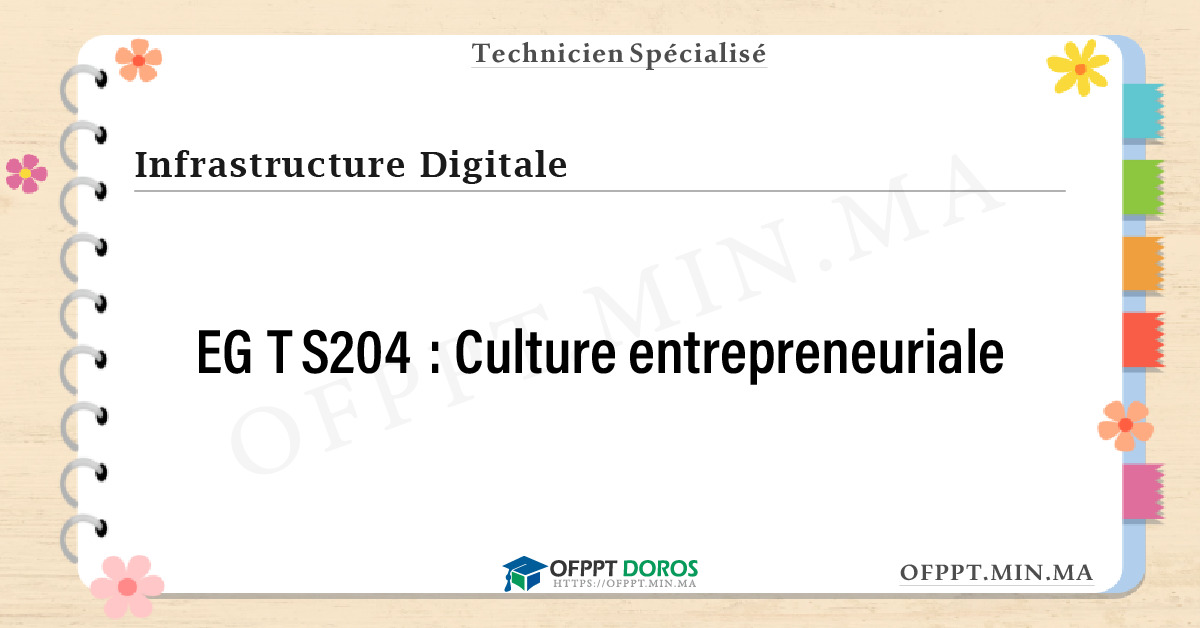 Sommaire détaillé du cours Culture entrepreneuriale EGTS204 OFPPT - Structure du module