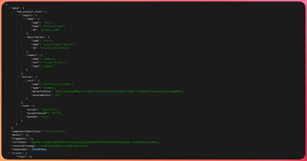Superglue form props as JSON