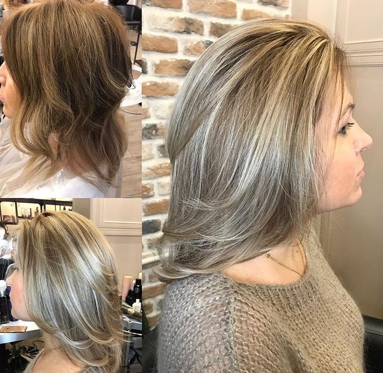 Grey hair with light ash highlights