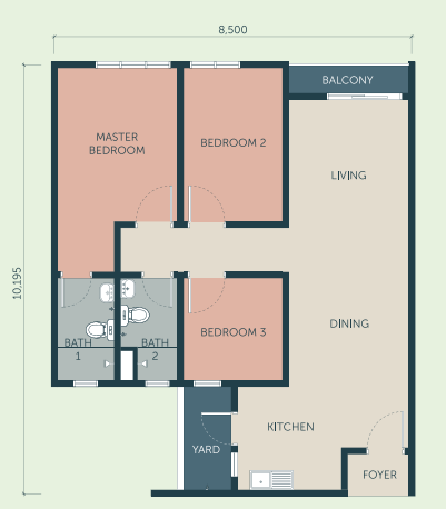 BSP Sutera- Apartment Type A floor plan in Bandar Saujana Putra, Selangor