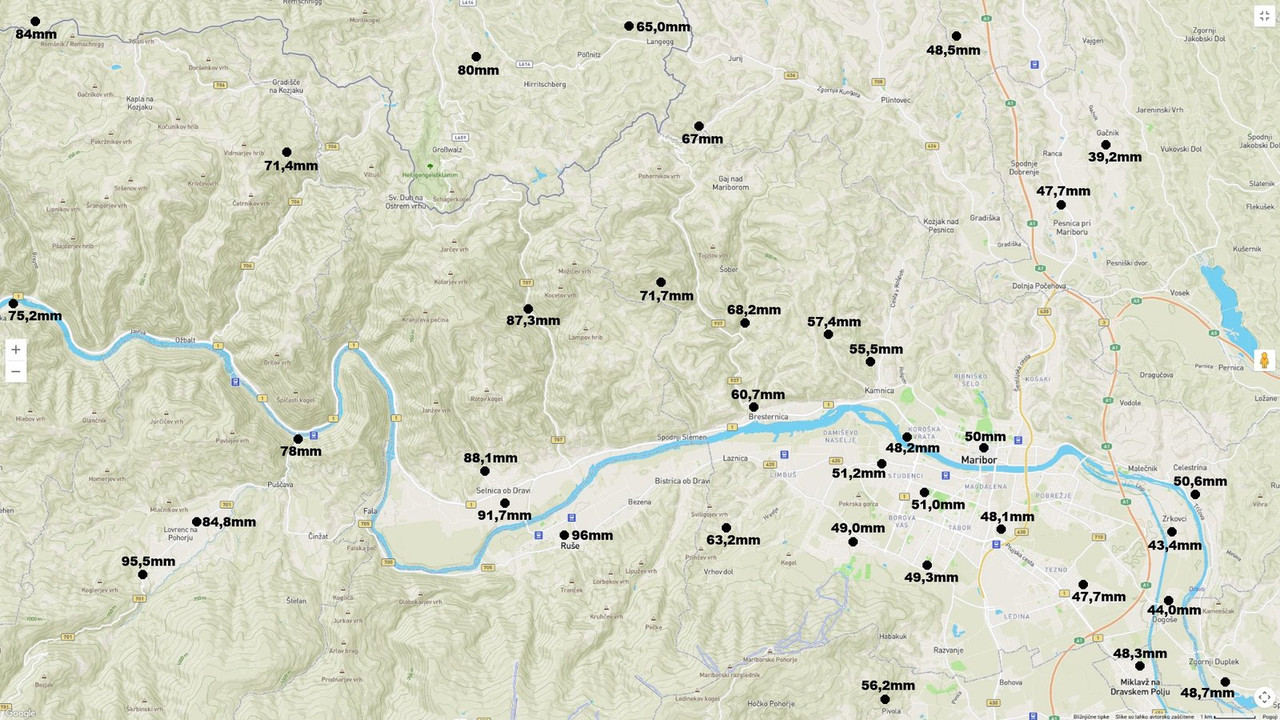 Skupna količina padavin (29.3.31.3.2025)