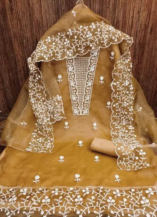 Women Mustad Embroidered Organza Suits & Dress Materials
(R117)