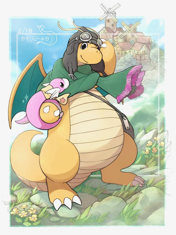 dragonite-and-dratini-pokemon-drawn-by-k