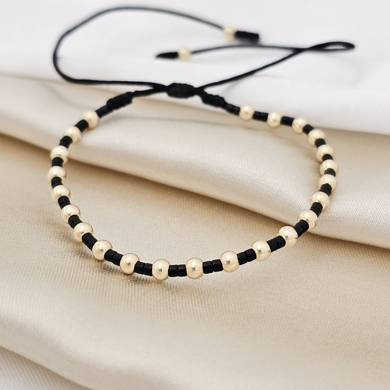 PULSERA GOLD # 3 MIYUKI 25 BALINES NEGRA