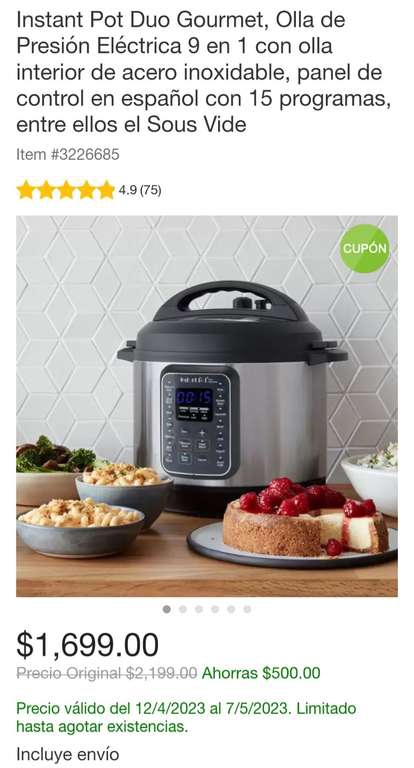 Costco: Instant Pot Dou Gourmet (se acabó en línea pero aún hay en tiendas) 
