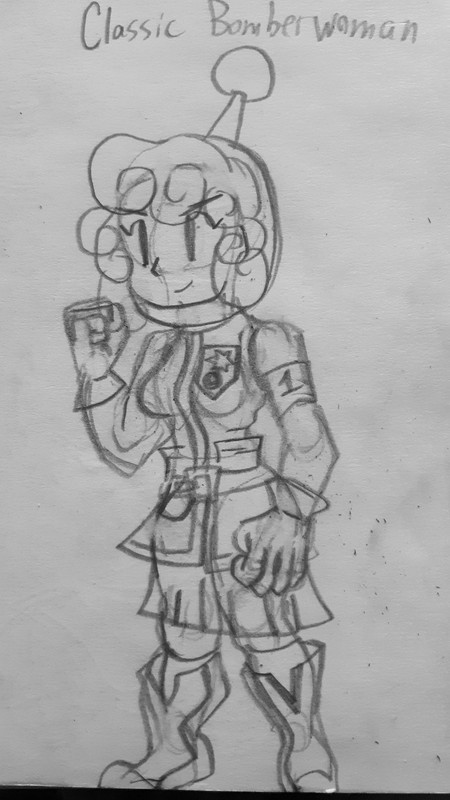 classic bomberwoman design sketch