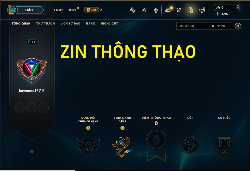 Acc LMHT # - Không Khung